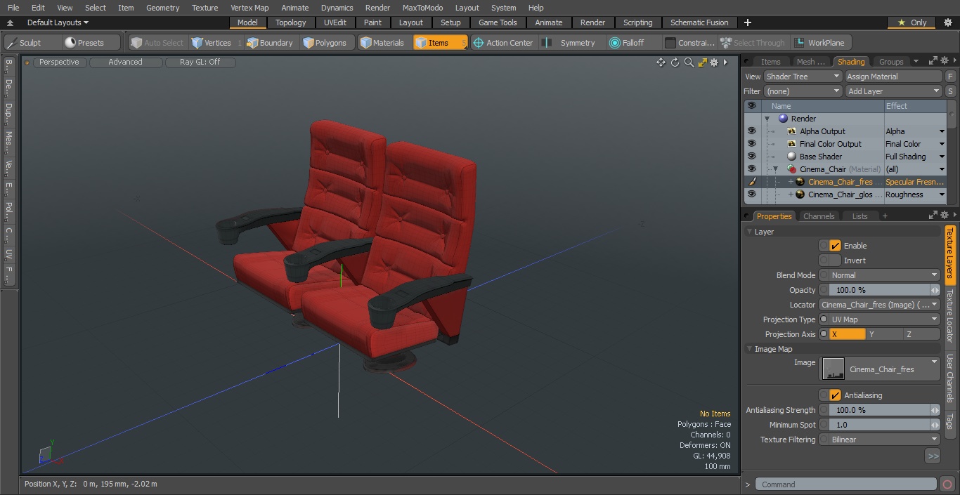 3D model Leather Cinema Chairs for Two Places Red