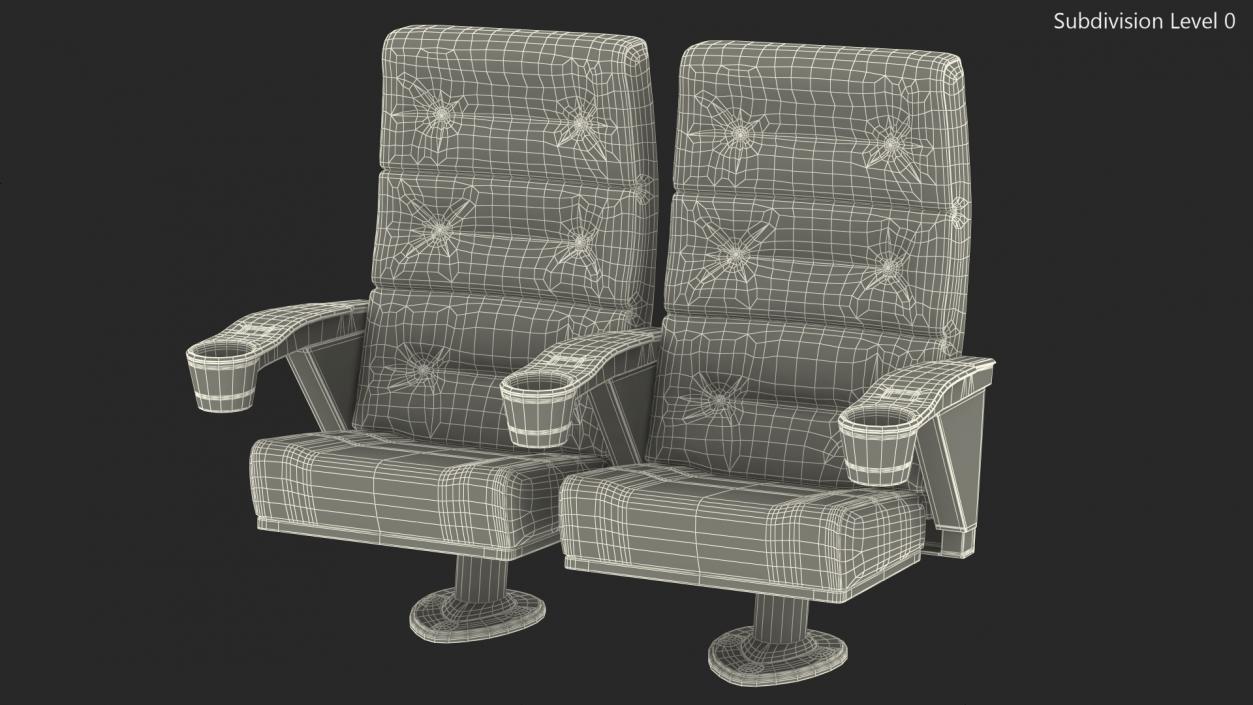 3D model Leather Cinema Chairs for Two Places Red