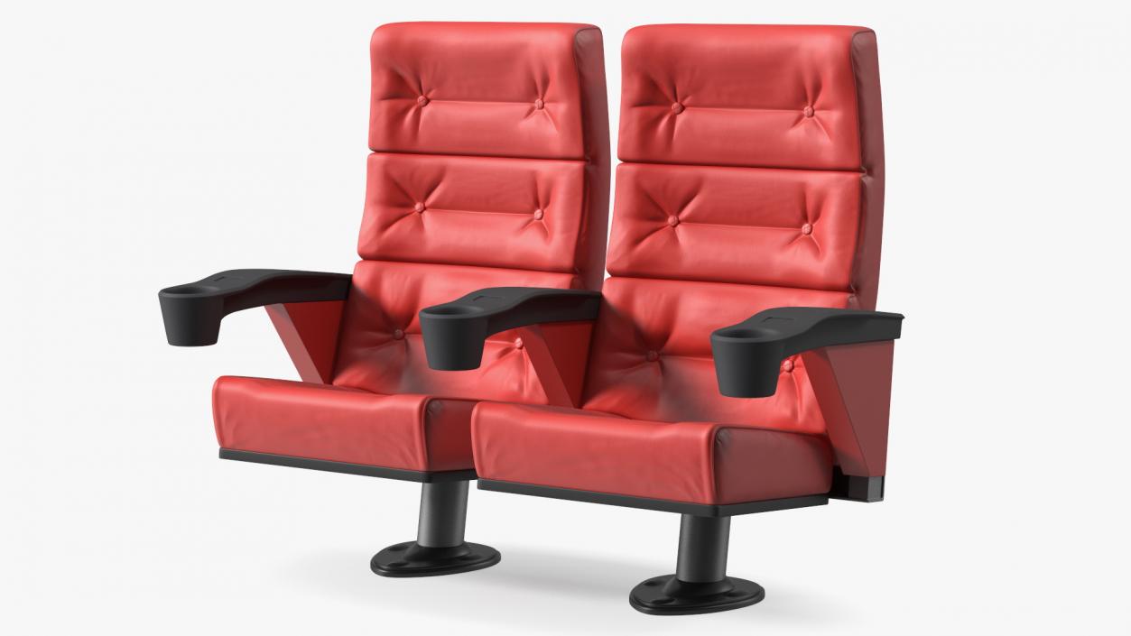 3D model Leather Cinema Chairs for Two Places Red