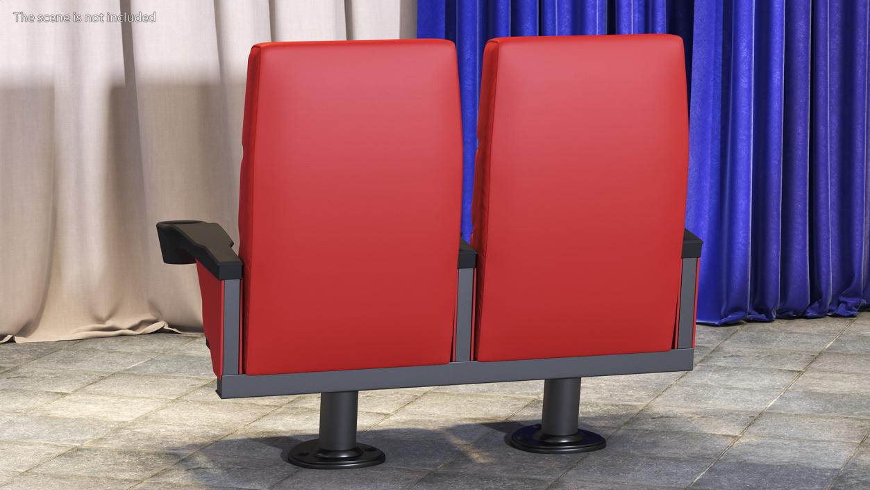 3D model Leather Cinema Chairs for Two Places Red