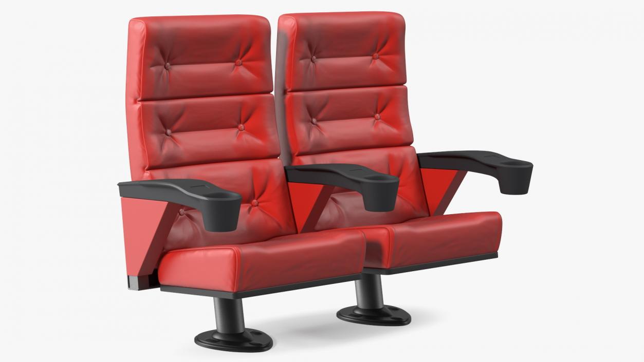 3D model Leather Cinema Chairs for Two Places Red