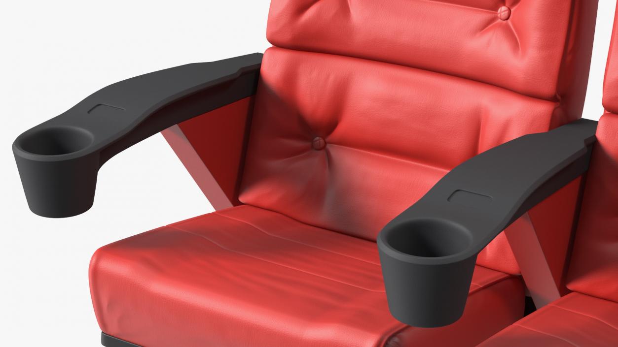 3D model Leather Cinema Chairs for Two Places Red