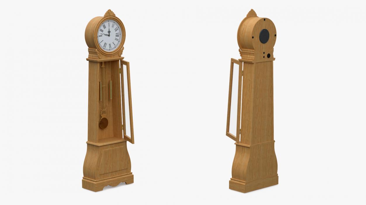 Retro Grandfather Clock Light Wood 3D model