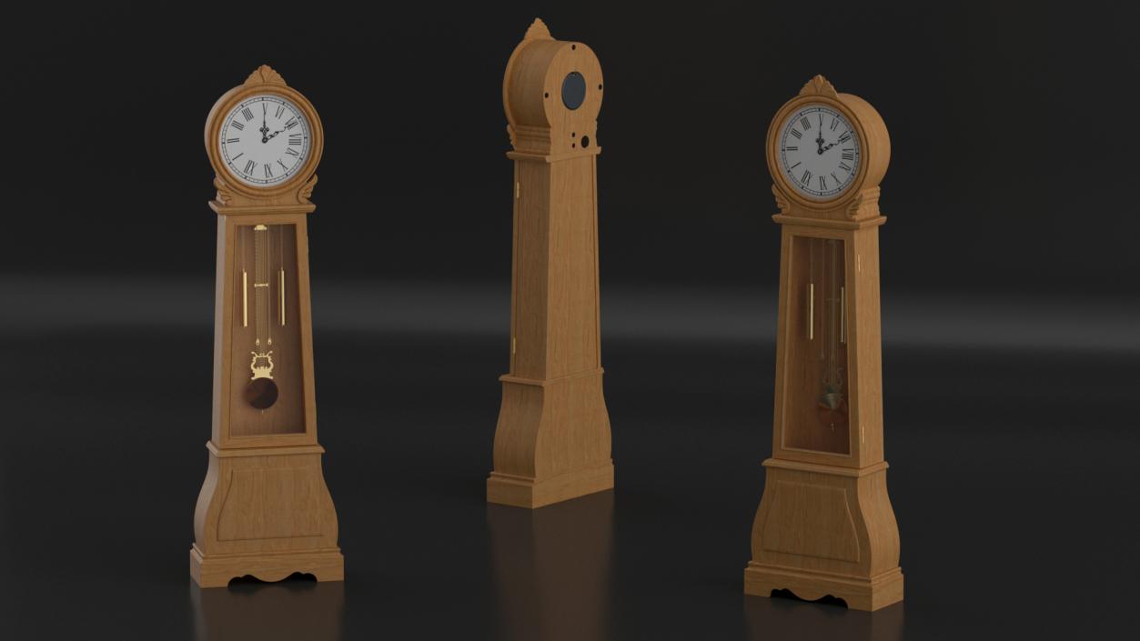 Retro Grandfather Clock Light Wood 3D model