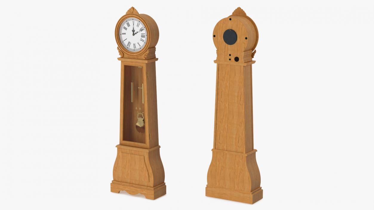 Retro Grandfather Clock Light Wood 3D model