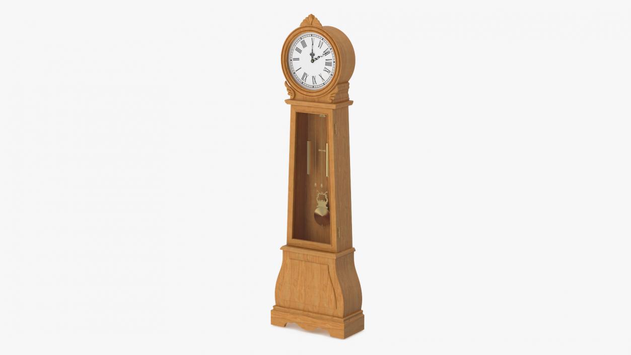 Retro Grandfather Clock Light Wood 3D model