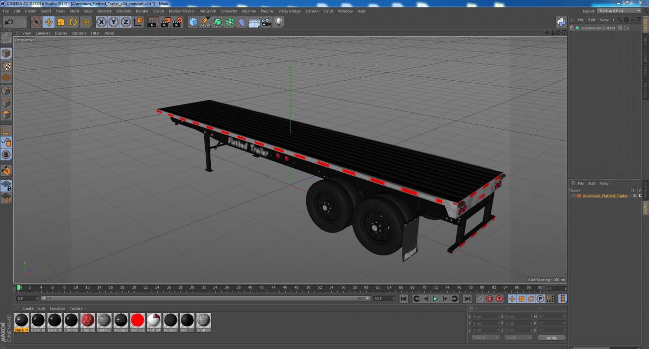 Aluminum Flatbed Trailer 3D model