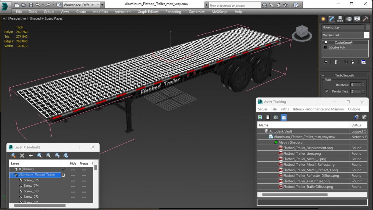 Aluminum Flatbed Trailer 3D model