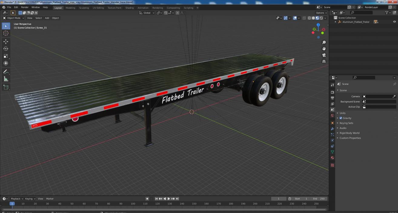 Aluminum Flatbed Trailer 3D model