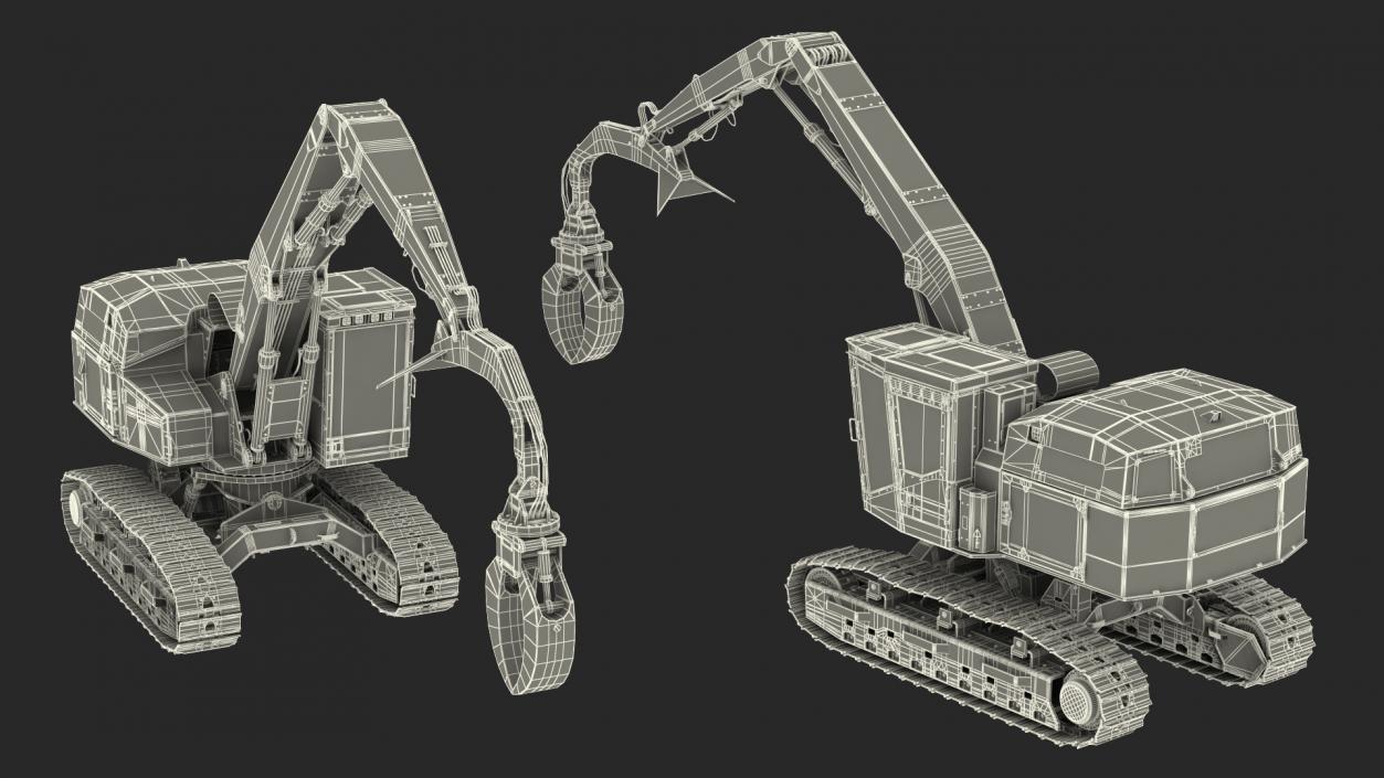 3D model Tigercat 855D Tracked Knuckleboom Loader