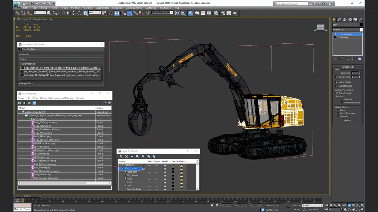 3D model Tigercat 855D Tracked Knuckleboom Loader