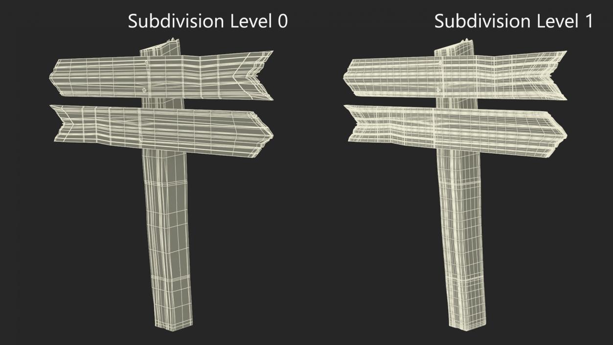 Old Wooden Direction Pointer Signpost 3D