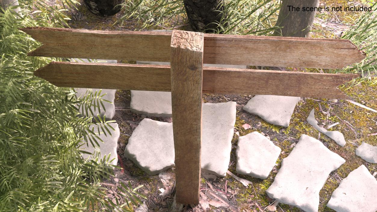 Old Wooden Direction Pointer Signpost 3D