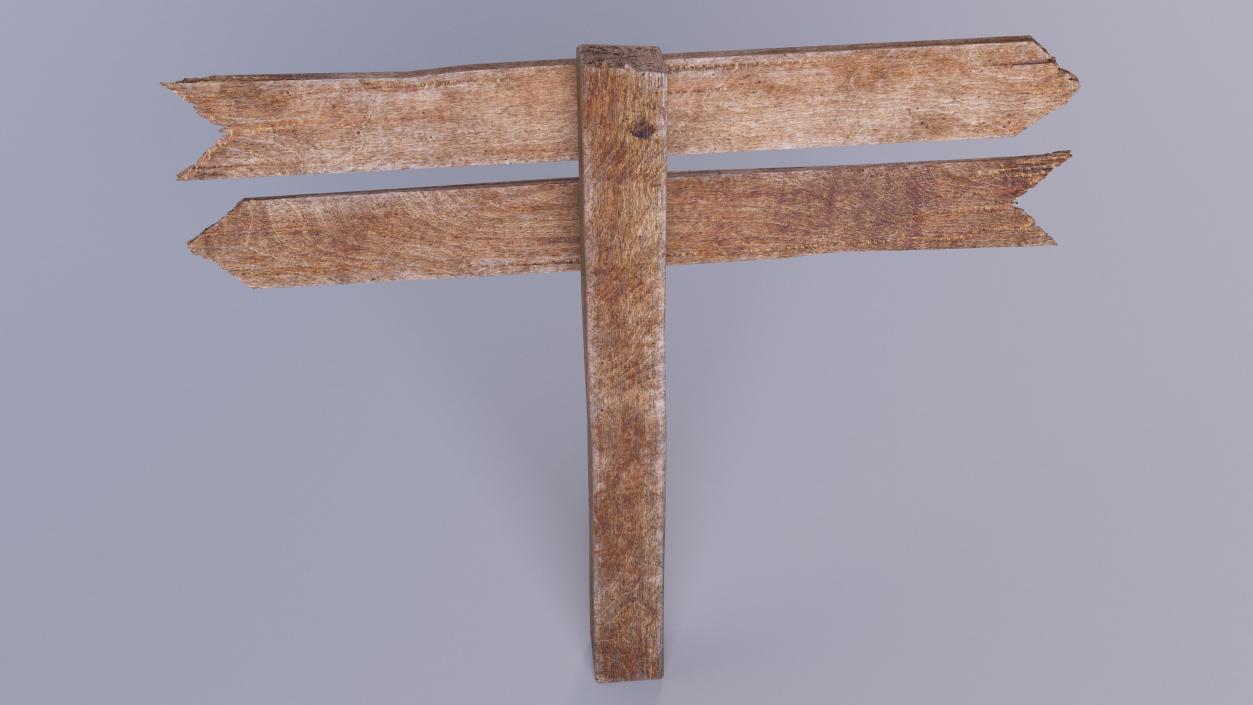 Old Wooden Direction Pointer Signpost 3D