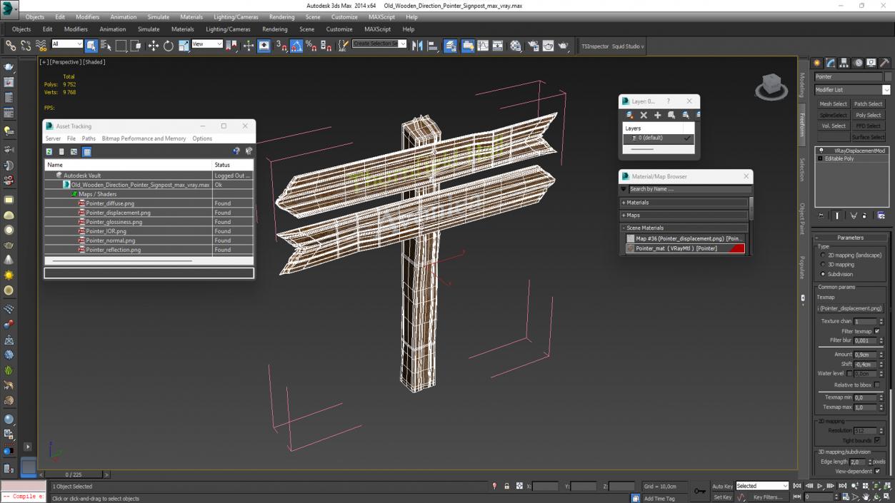 Old Wooden Direction Pointer Signpost 3D