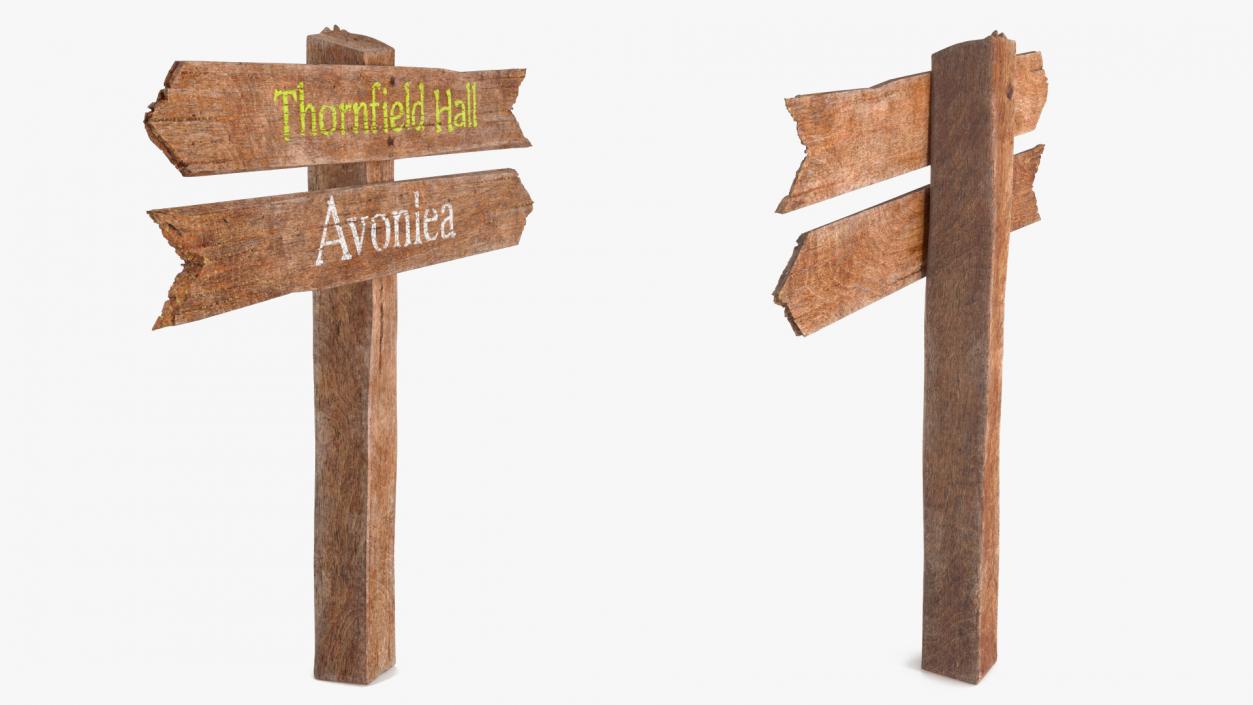 Old Wooden Direction Pointer Signpost 3D