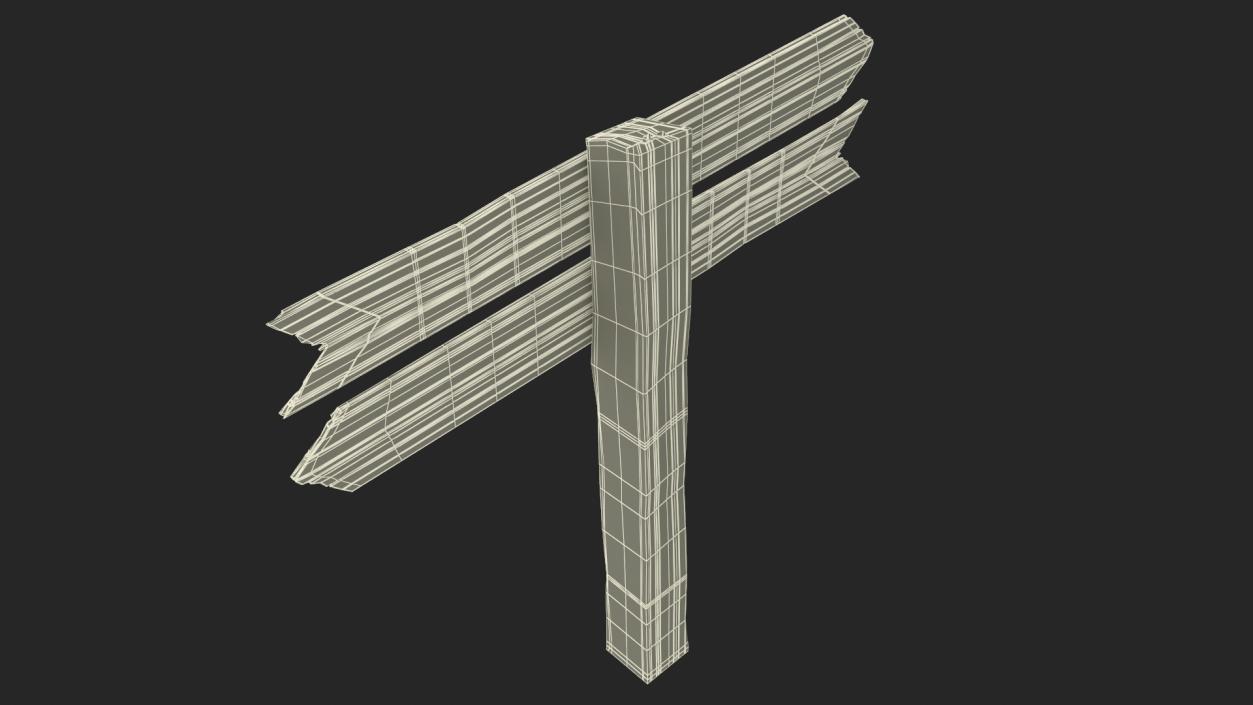 Old Wooden Direction Pointer Signpost 3D