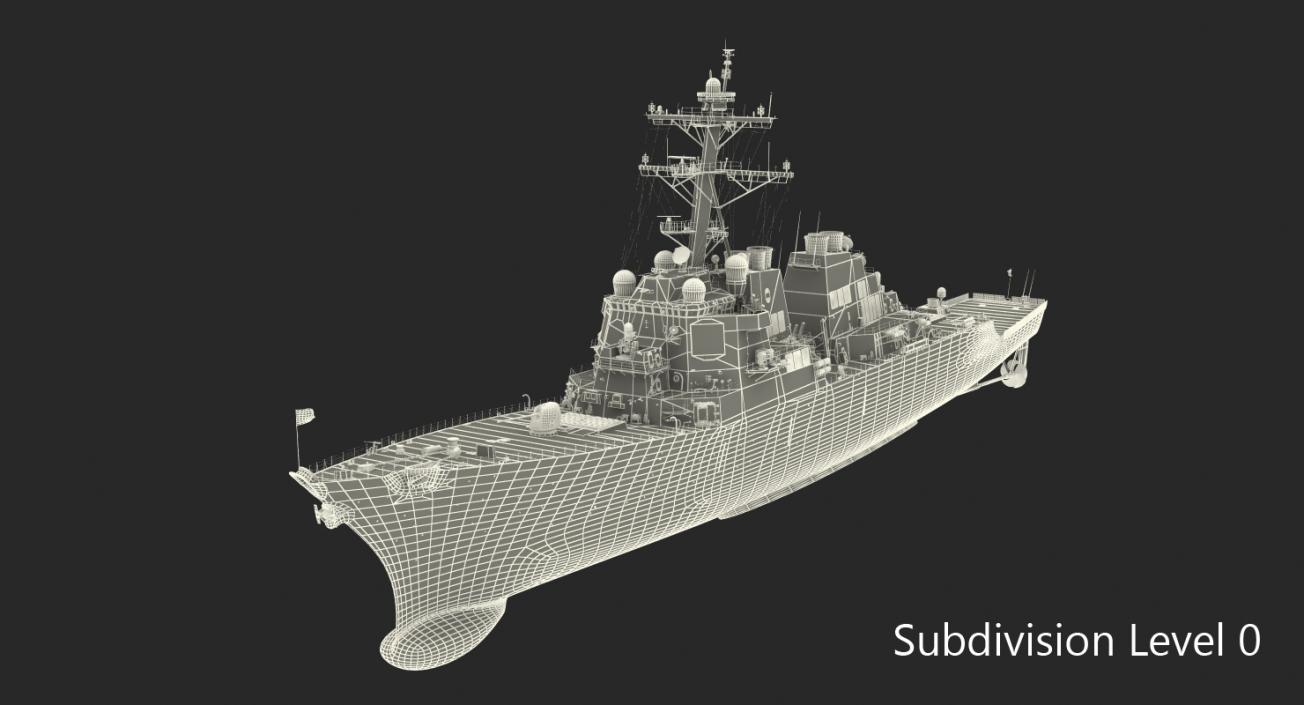 3D model Arleigh Burke Destroyer Higgins DDG-76 Rigged