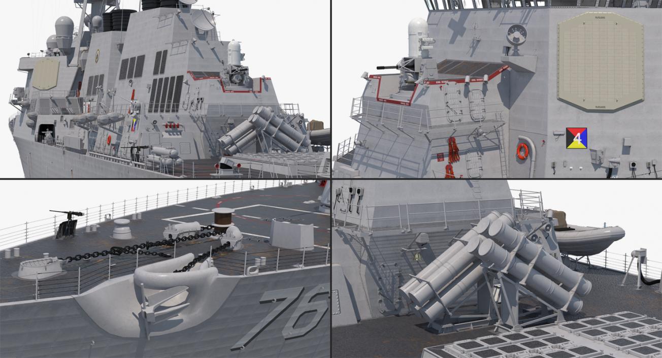 3D model Arleigh Burke Destroyer Higgins DDG-76 Rigged