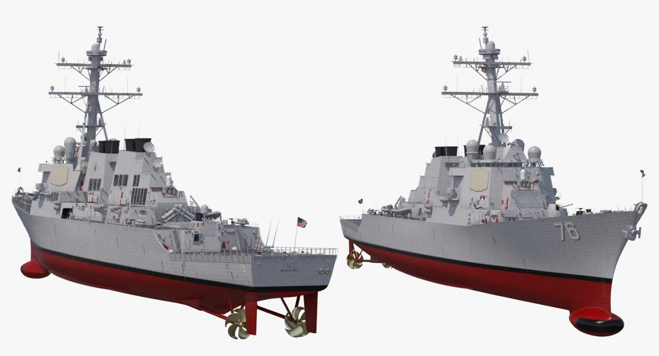 3D model Arleigh Burke Destroyer Higgins DDG-76 Rigged