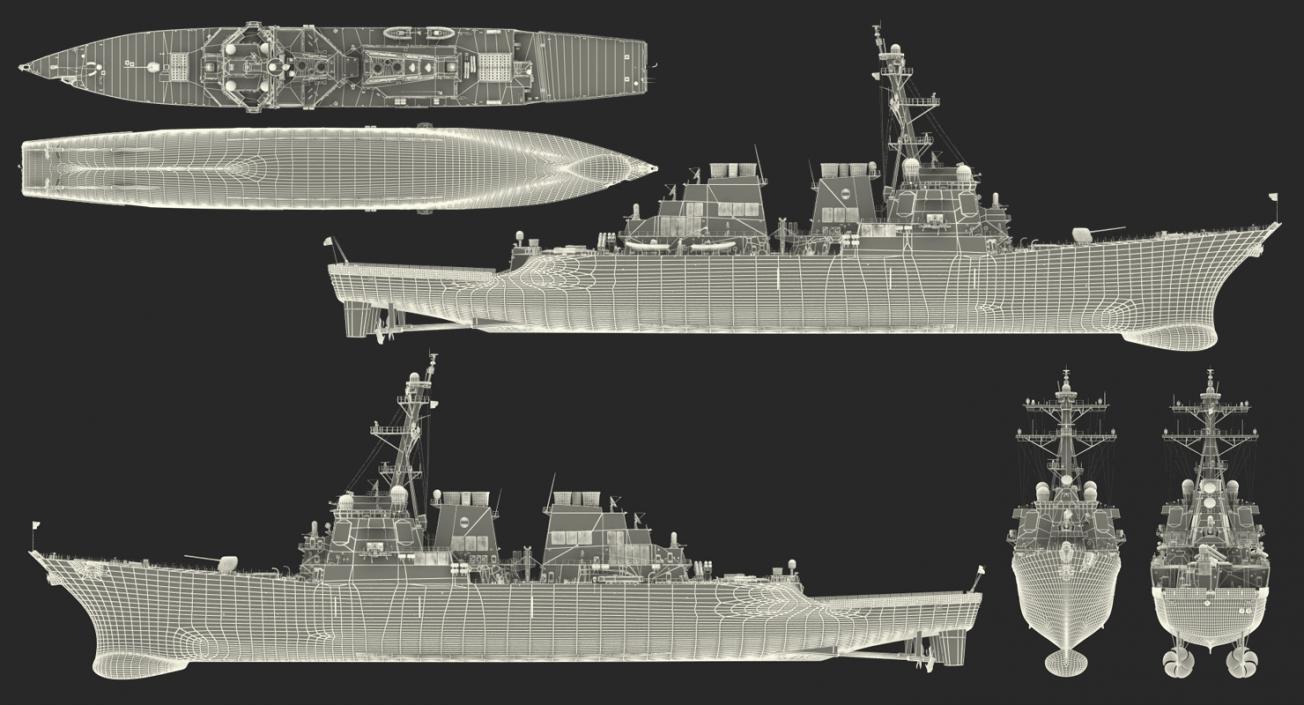 3D model Arleigh Burke Destroyer Higgins DDG-76 Rigged