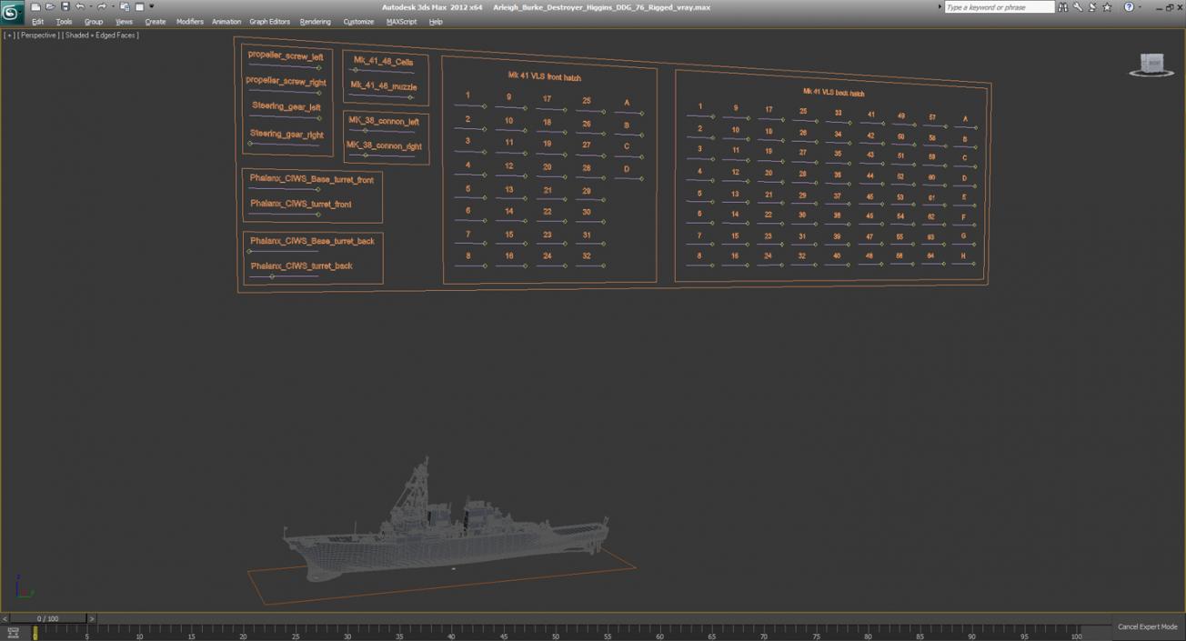 3D model Arleigh Burke Destroyer Higgins DDG-76 Rigged