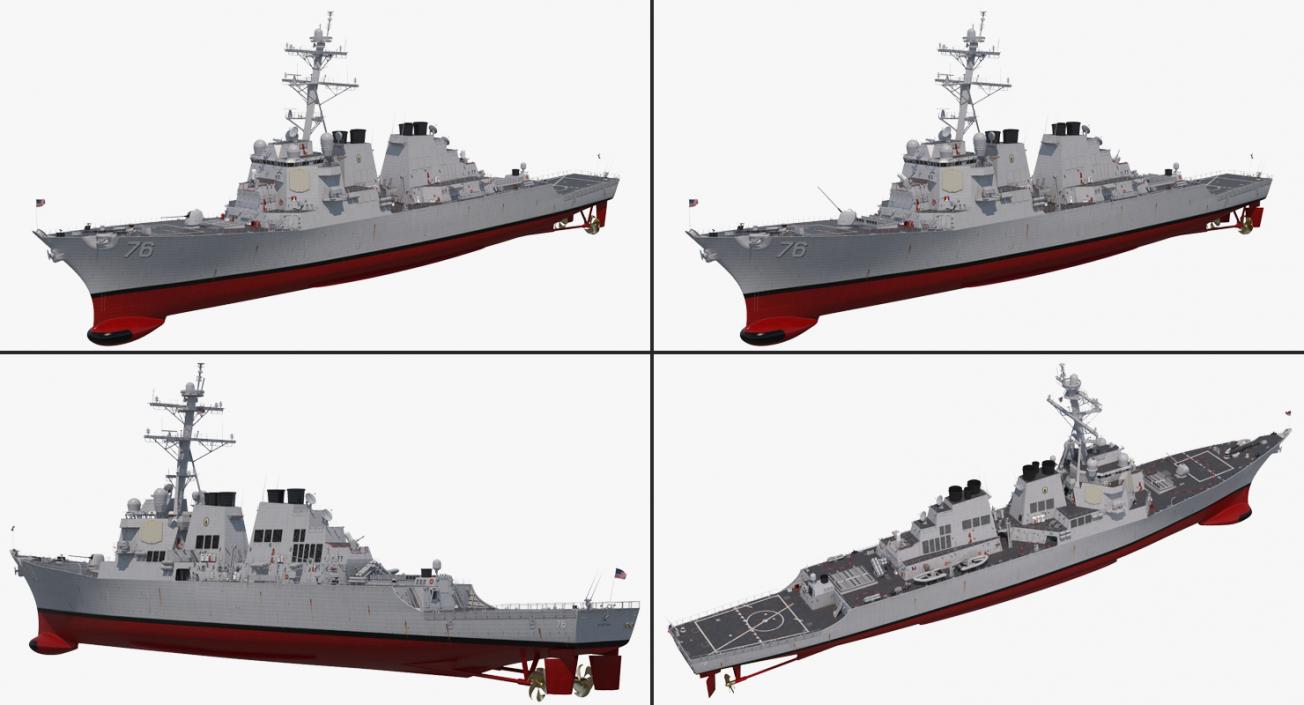 3D model Arleigh Burke Destroyer Higgins DDG-76 Rigged