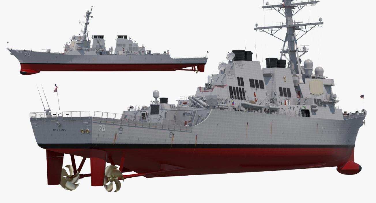 3D model Arleigh Burke Destroyer Higgins DDG-76 Rigged