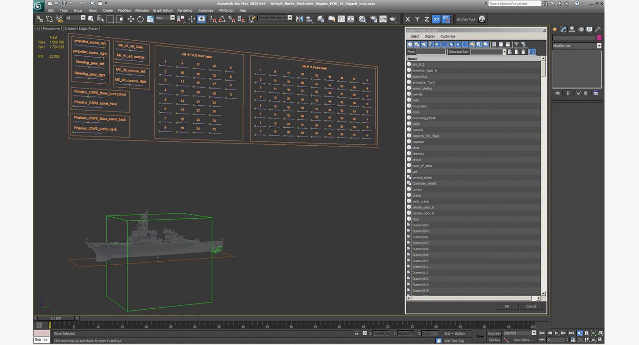 3D model Arleigh Burke Destroyer Higgins DDG-76 Rigged