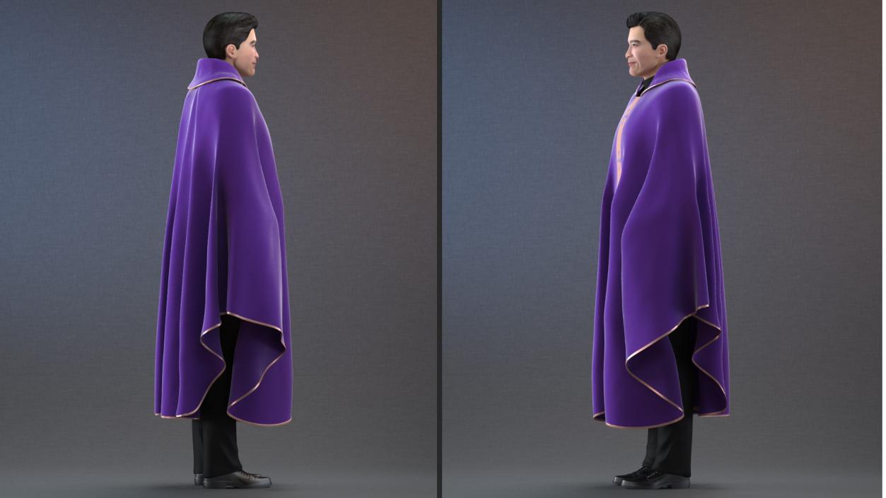 3D Clergyman with Liturgical Vestment Purple Robe