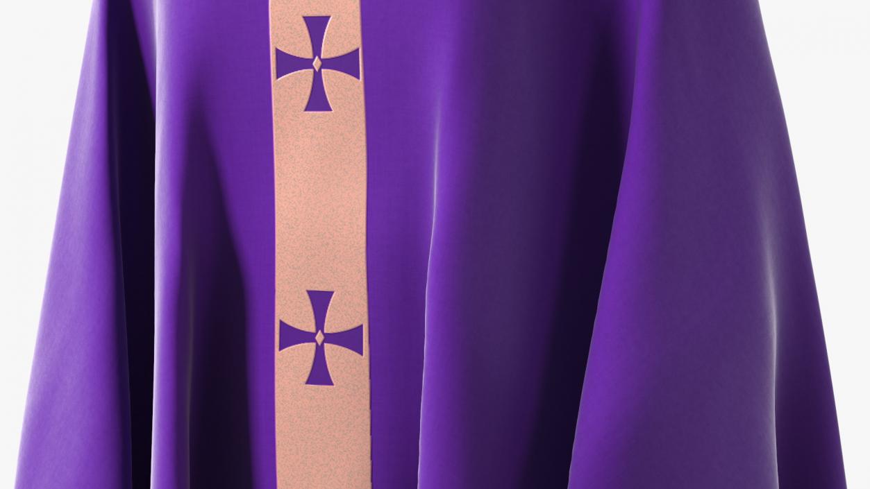 3D Clergyman with Liturgical Vestment Purple Robe