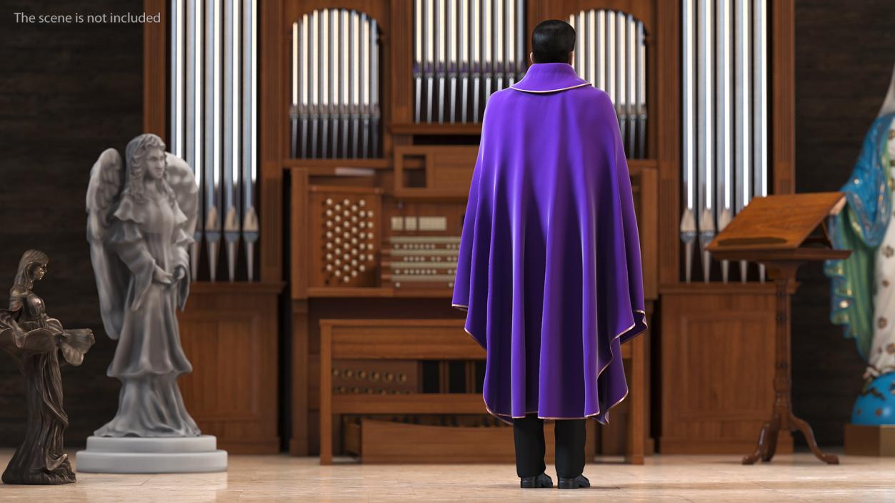 3D Clergyman with Liturgical Vestment Purple Robe