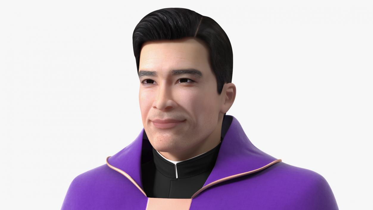 3D Clergyman with Liturgical Vestment Purple Robe