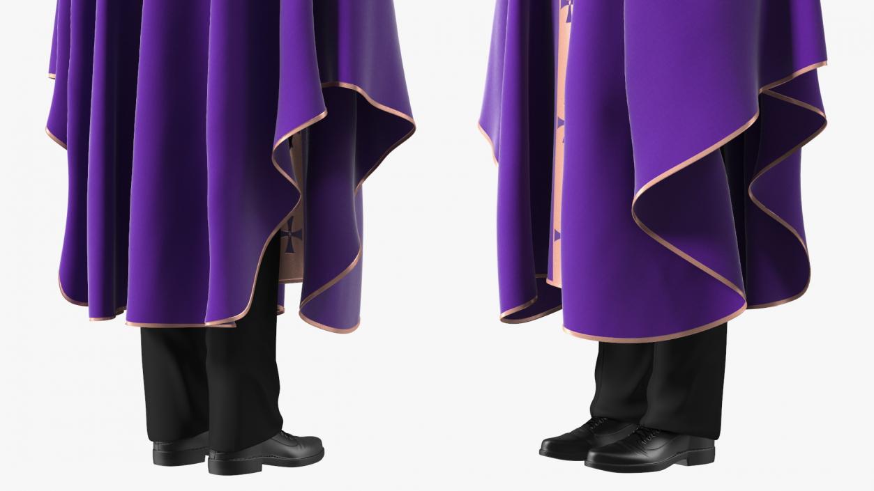 3D Clergyman with Liturgical Vestment Purple Robe