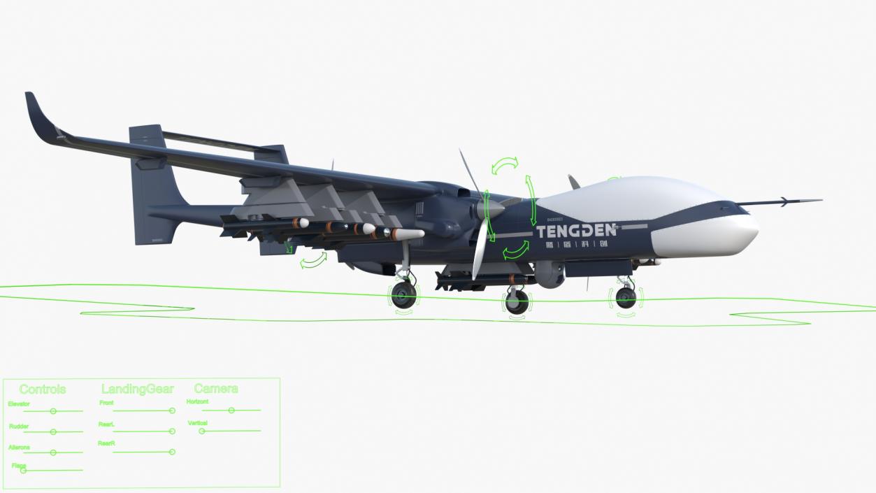 3D model Tengden TB-001 Carrying Blue Arrow LJ-7 Missiles Rigged