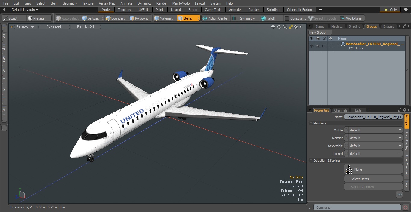 3D model Bombardier CRJ550 Regional Jet United Express