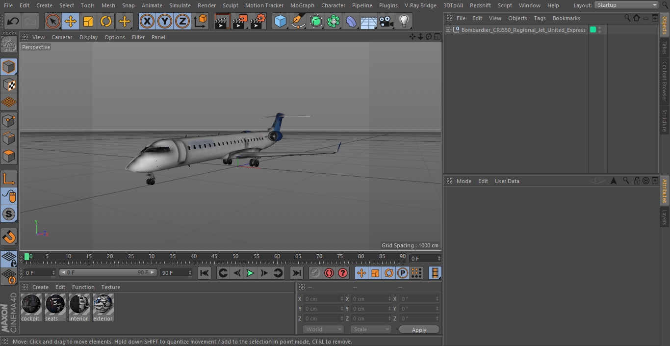 3D model Bombardier CRJ550 Regional Jet United Express