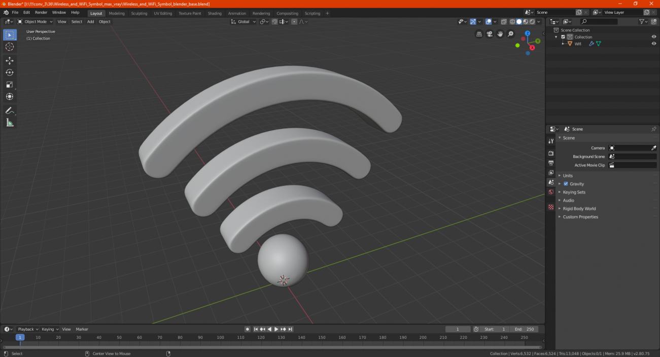 Wireless and WiFi Symbol 3D model