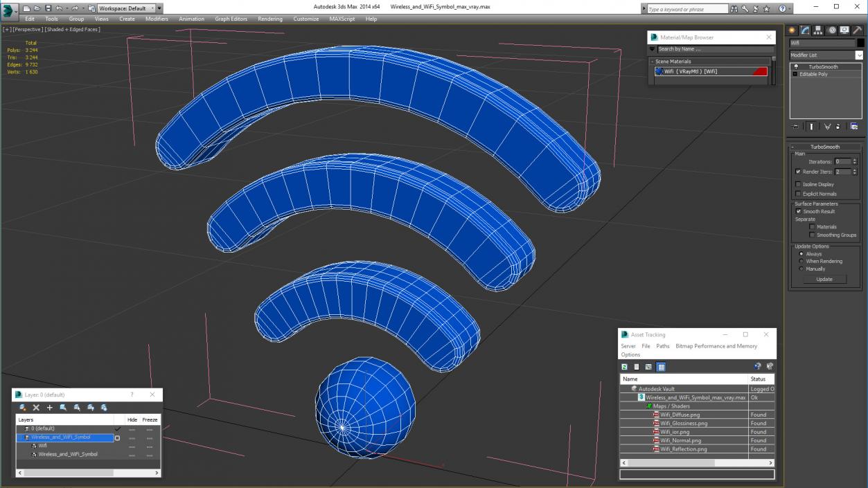 Wireless and WiFi Symbol 3D model