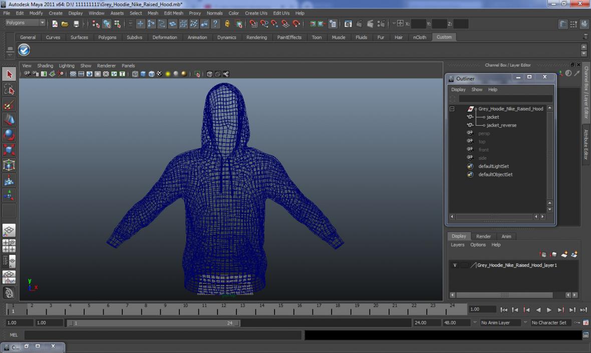 3D Grey Hoodie Nike Raised Hood model