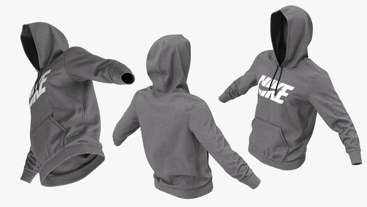 3D Grey Hoodie Nike Raised Hood model