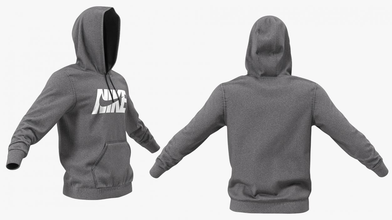 3D Grey Hoodie Nike Raised Hood model