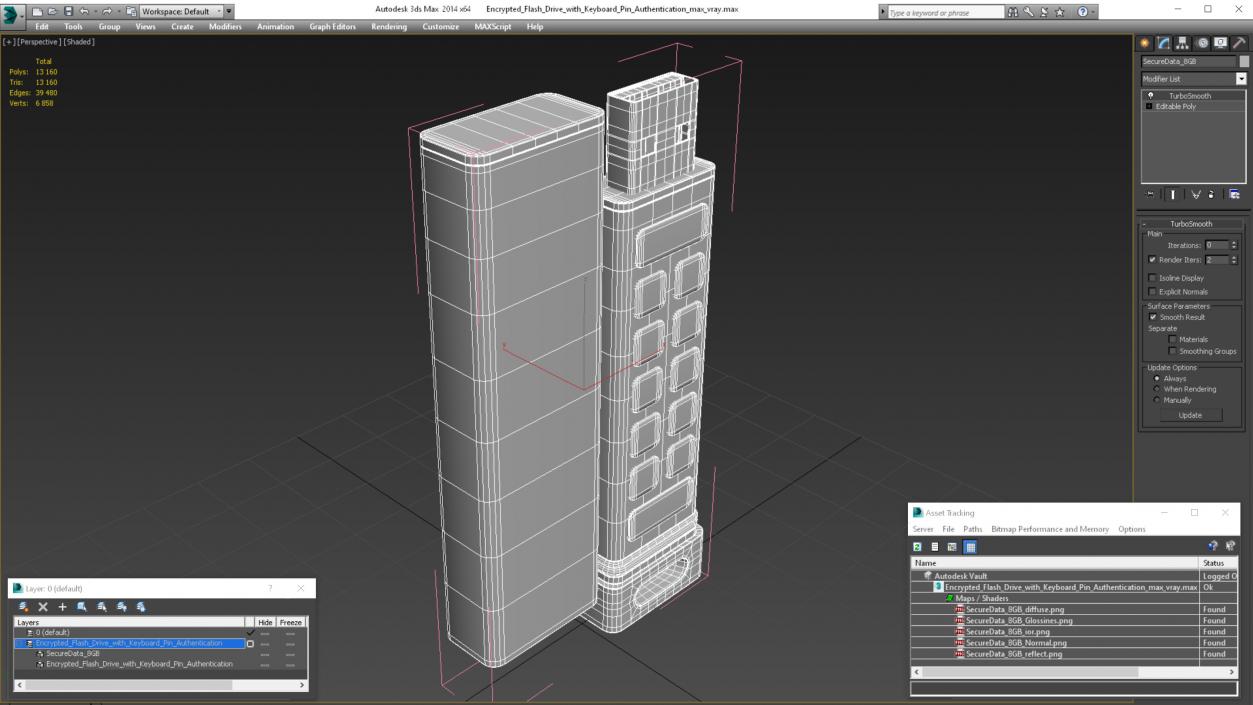 Encrypted Flash Drive with Keyboard Pin Authentication 3D model