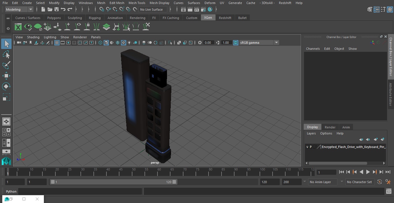 Encrypted Flash Drive with Keyboard Pin Authentication 3D model