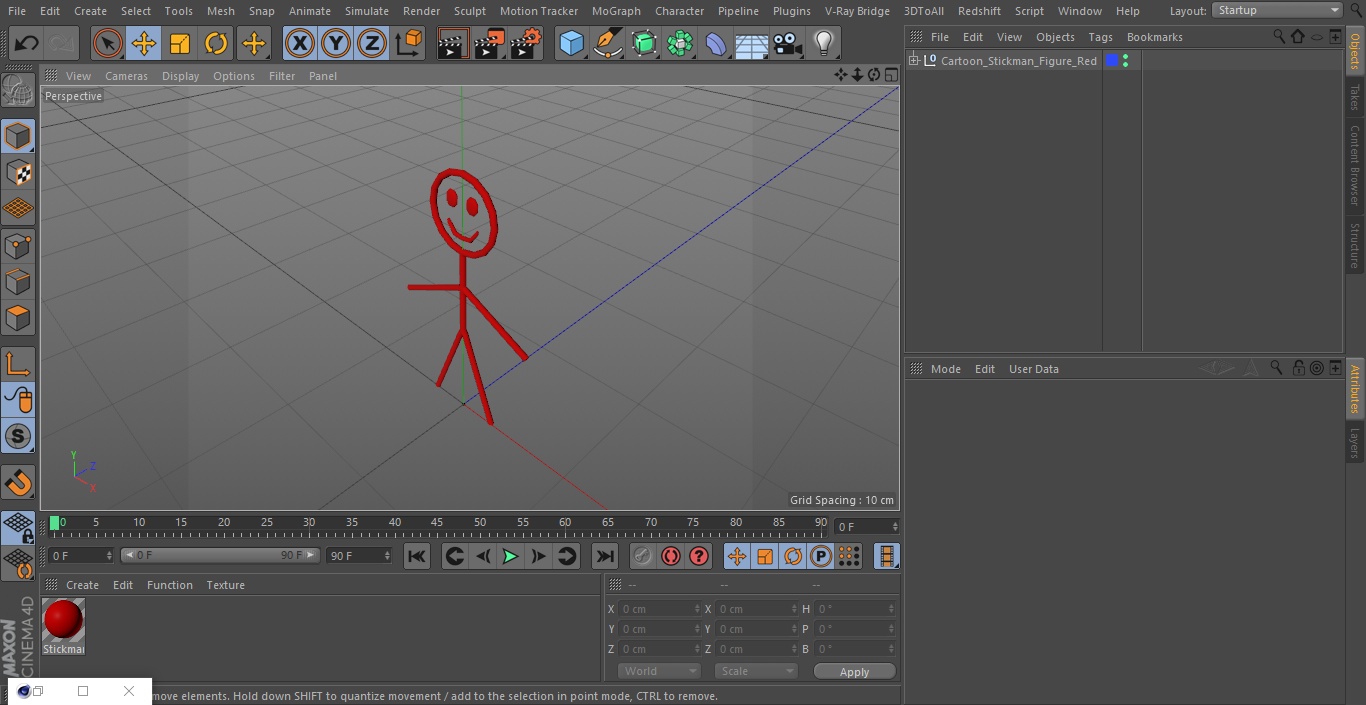 Cartoon Stickman Figure Red 3D