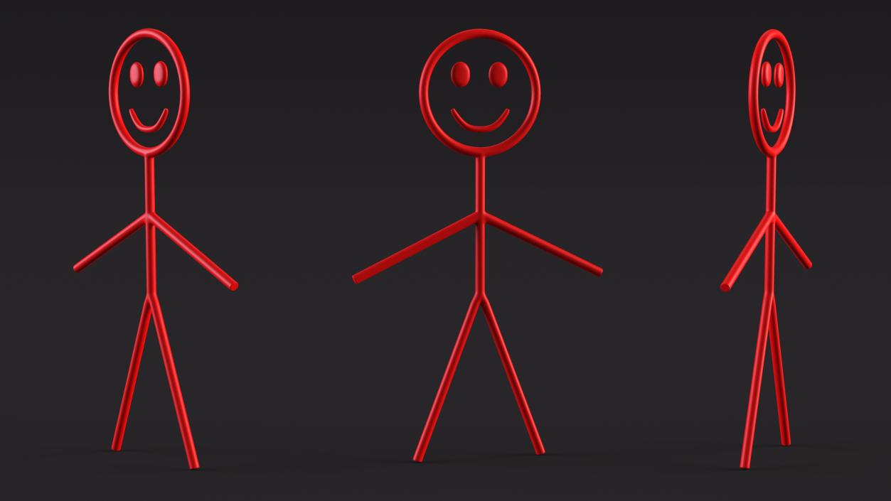 Cartoon Stickman Figure Red 3D