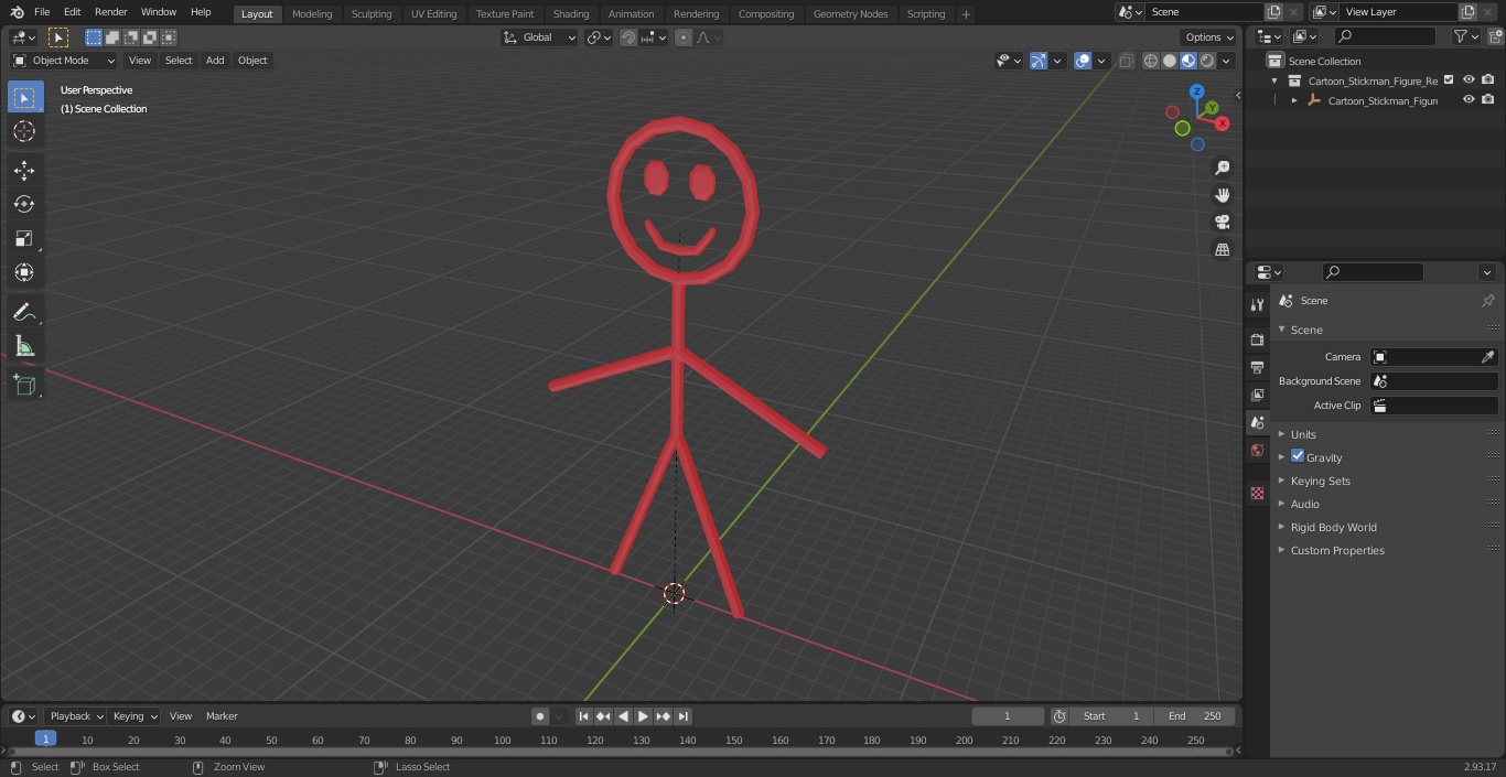 Cartoon Stickman Figure Red 3D