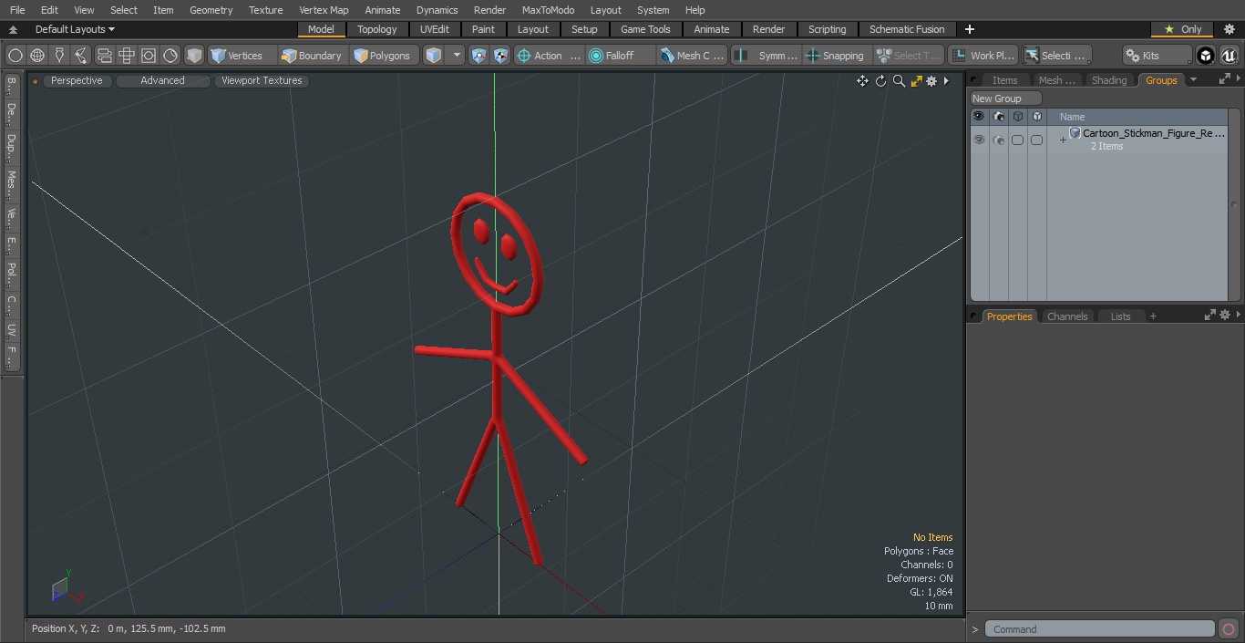 Cartoon Stickman Figure Red 3D