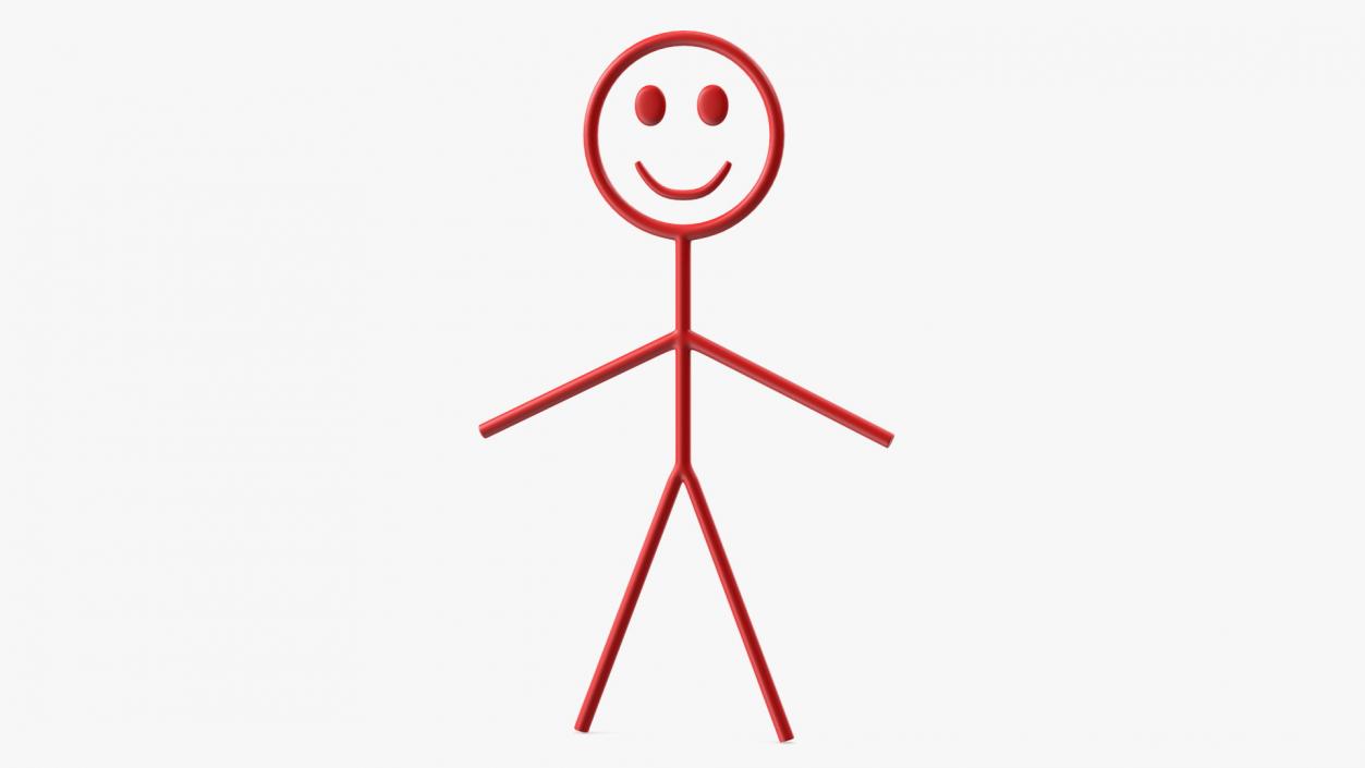 Cartoon Stickman Figure Red 3D