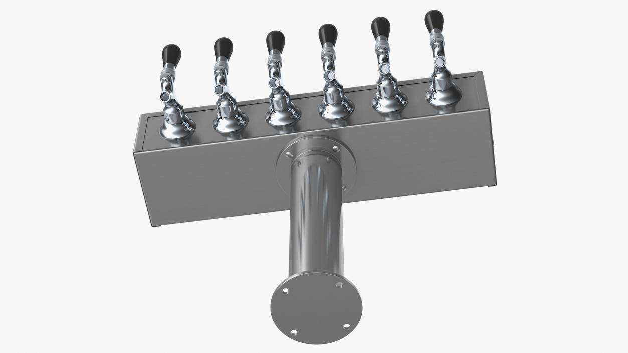 T Style Pedestal Draft Beer Tower Stainless Steel 3D model